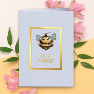 Gelukkig positief citaat van Cute Bee Folie Wenskaart