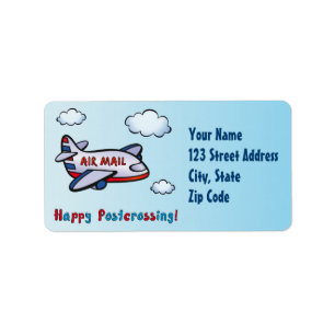 Gelukkig postkruis! - Airmail. Etiket