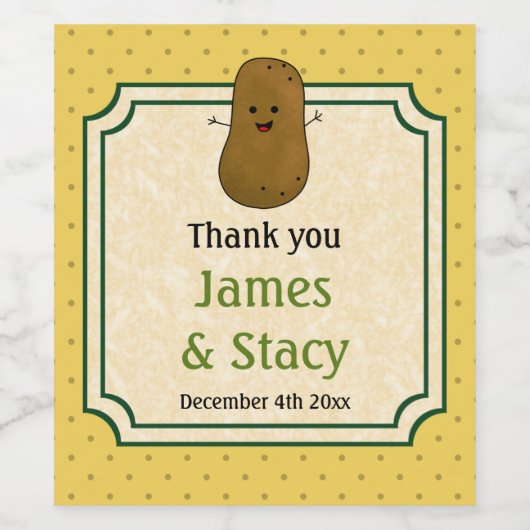 Gelukkig Potato Dank u Gepersonaliseerd Wijn Etiket (Enkel label)