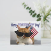 Gelukkig Presidenten Day Cool Cat met vlag Briefka Briefkaart (Staand voorkant)