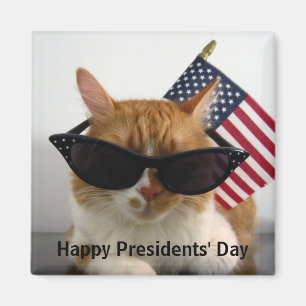 Gelukkig Presidenten Day Cool Cat met vlag Magnet