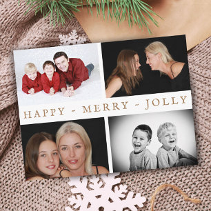Gelukkig Prettig Vrolijk Familie 4 Foto Collage Va Briefkaart