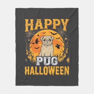 Gelukkig Pug Halloween Griezelen Hond Design_1 Fleece Deken