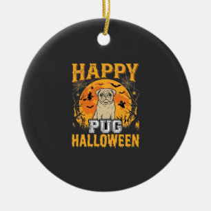 Gelukkig Pug Halloween Griezelen Hond Design_1 Keramisch Ornament