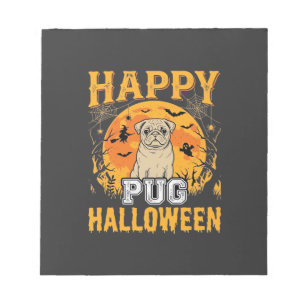 Gelukkig Pug Halloween Griezelen Hond Design_1 Notitieblok