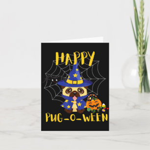 Gelukkig Pug-O-Ween Grappige Hond Pug Halloween Kaart