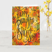 Gelukkig Pumpkin Spice Seizoen Dankdag Kaart (Gele Bloem)