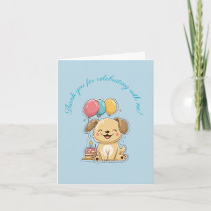 Gelukkig Puppy, 1e Verjaardag, Vouw Dankjewelkaart Bedankkaart
