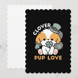 Gelukkig Puppy met Klaver – St. Patrick's Day Cade Kaart