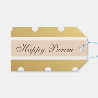 Gelukkig Purim-cadeaubordje Gouden Stippen Cadeaulabel