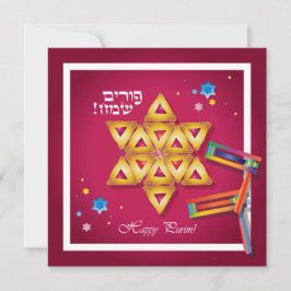 Gelukkig Purim Festival Hamantaschen & Gragger Feestdagenkaart