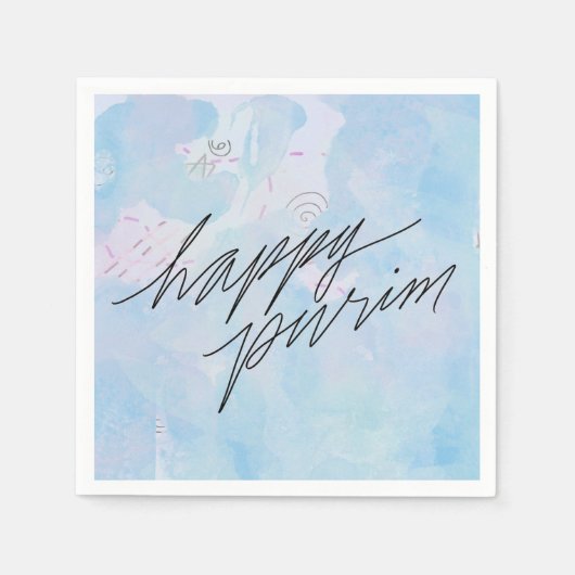 Gelukkig purim in wolkenblauw servet (Voorkant)