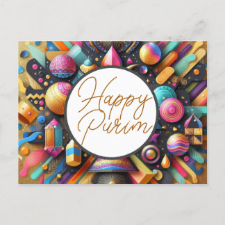 Gelukkig Purim Joodse Wensen Meerkleurige Feestdec Briefkaart