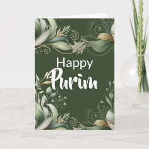 Gelukkig Purim-kerstkaart - Groene bladeren Kaart
