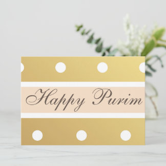 Gelukkig Purim Vlakke Wenskaart Gouden Stippen Feestdagenkaart