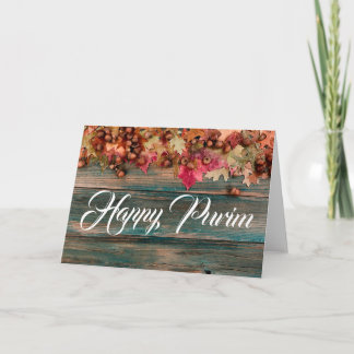 Gelukkig Purim Vouw Wenskaart Houten Bloem Kaart
