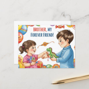 Gelukkig Rakhi, Raksha Bandhan Briefkaart