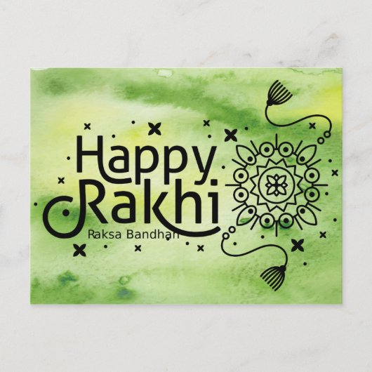 Gelukkig Rakhi, Raksha Bandhan, groen Briefkaart (Voorkant)