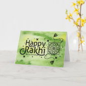 Gelukkig Rakhi, Raksha Bandhan, groen Kaart (Gele Bloem)