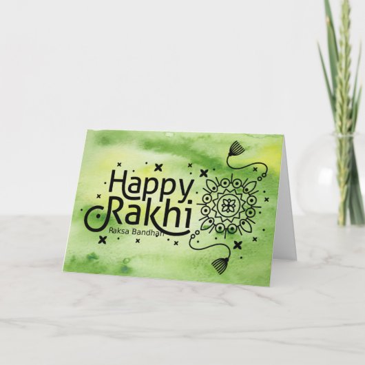 Gelukkig Rakhi, Raksha Bandhan, groen Kaart (Voorkant)