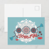 Gelukkig Rakhi, Raksha Bandhan, stoffig blauw Briefkaart (Voorkant / Achterkant)