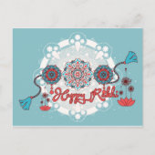 Gelukkig Rakhi, Raksha Bandhan, stoffig blauw Briefkaart (Voorkant)