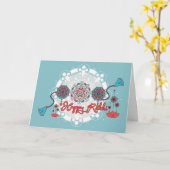 Gelukkig Rakhi, Raksha Bandhan, stoffig blauw Kaart (Gele Bloem)