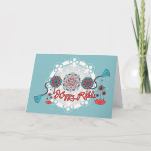 Gelukkig Rakhi, Raksha Bandhan, stoffig blauw Kaart