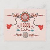 Gelukkig Rakhi, Raksha Bandhan, stoffig roze, rood Briefkaart (Voorkant)