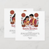 Gelukkig Raksha Bandhan Plat Kaart (Voorkant / Achterkant)