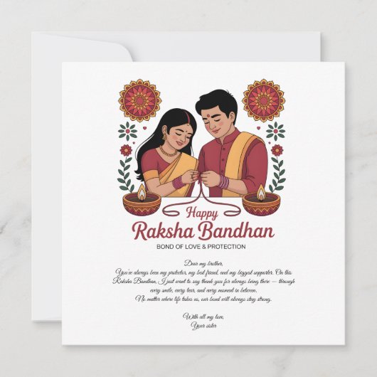 Gelukkig Raksha Bandhan Plat Kaart (Voorkant)