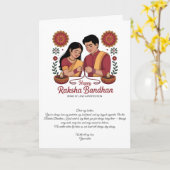 Gelukkig Raksha Bandhan Vouwbare Wenskaart Kaart (Gele Bloem)
