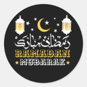 GELUKKIG RAMADAN MUBARAK KAREEM 2024 RONDE STICKER (Voorkant)