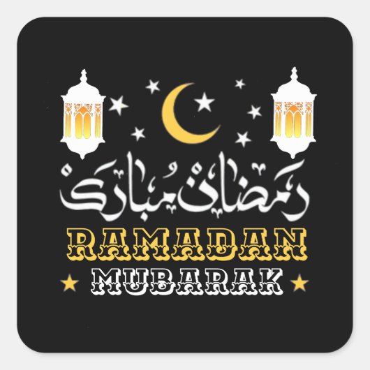 GELUKKIG RAMADAN MUBARAK KAREEM 2024 VIERKANTE STICKER (Voorkant)