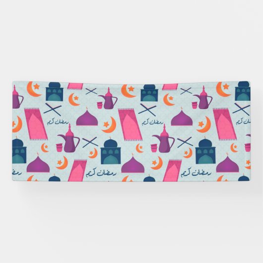 Gelukkig Ramadan-patroon Spandoek (Horizontaal)