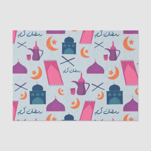 Gelukkig Ramadan-patroon Tissuepapier (Voorkant)