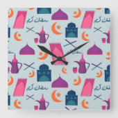 Gelukkig Ramadan-patroon Vierkante Klok (Voorkant)
