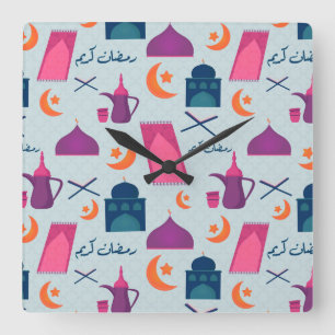 Gelukkig Ramadan-patroon Vierkante Klok