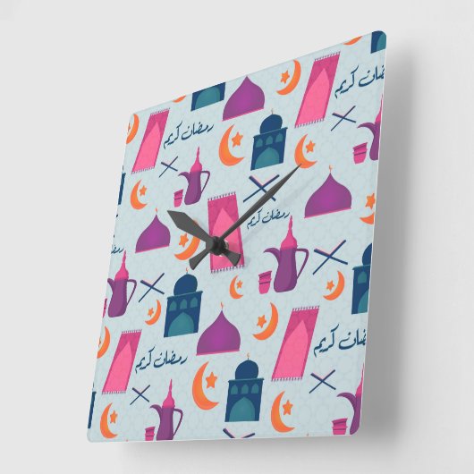 Gelukkig Ramadan-patroon Vierkante Klok (Hoek)