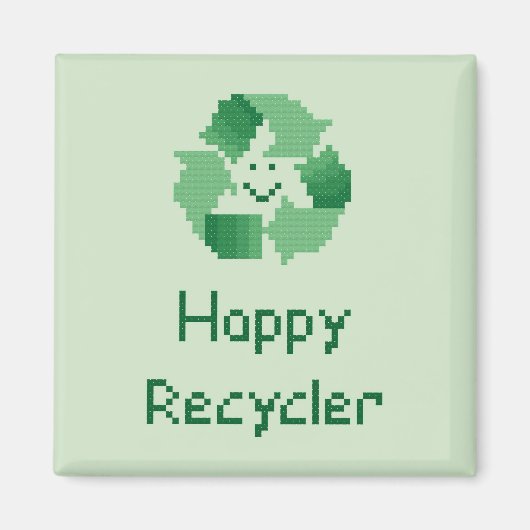 Gelukkig Recycler Cross Stitch Pattern Magneet (Voorkant)