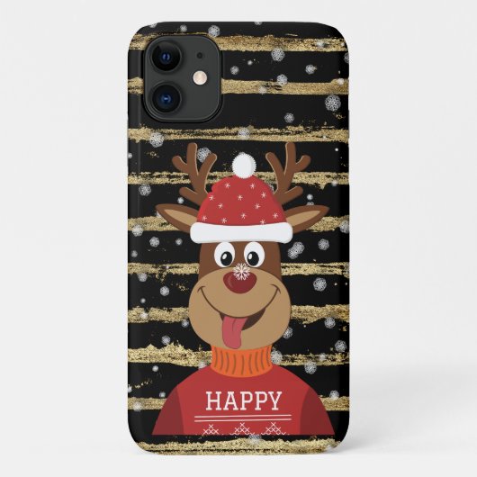 Gelukkig rendier in de sneeuw Case-Mate iPhone case (Achterkant)