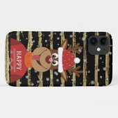 Gelukkig rendier in de sneeuw Case-Mate iPhone case (Achterkant (horizontaal))