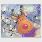 Gelukkig rendier kerst inpakpapier (Vlak)