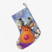 Gelukkig rendier Kerstkous Vrolijk Kerstfeest Kleine Kerstsok (Achterkant (Hangend))