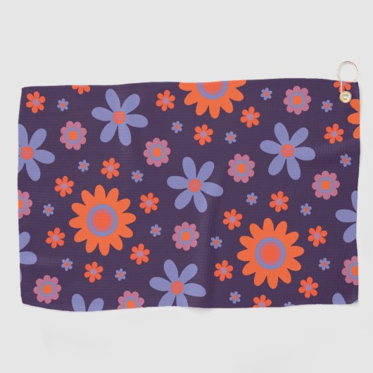  Gelukkig Retro Bloemen Cute 70s Hippie Madeliefje Golfhanddoek (Horizontaal)