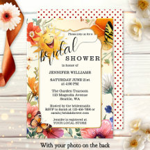Gelukkig Retro Wilde Bloemen Watercolor Bruidsdouc