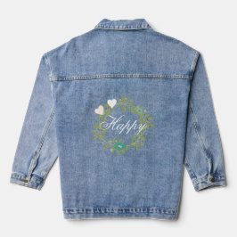 Gelukkig - Romantische krans met twee harten Denim Jacket