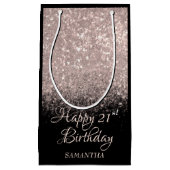 Gelukkig Roos Gold en zwart glitter elke leeftijd Klein Cadeauzakje (Voorkant)