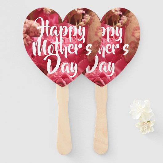 Gelukkig Roos op moederdag Handwaaier (Voorkant en achterkant)