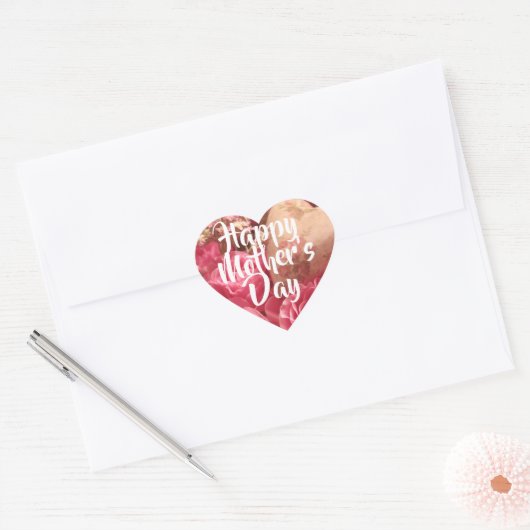 Gelukkig Roos op moederdag Hart Sticker (Envelop)